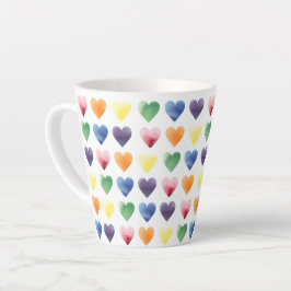 Taza De Café Latte Corazones arcoiris
