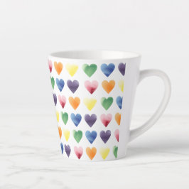Taza De Café Latte Corazones arcoiris