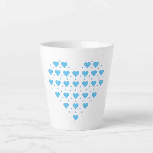 Taza De Café Latte Corazones azules (Anverso)