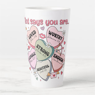 Taza De Café Latte Corazones de Dulces de San Valentín Cristianos
