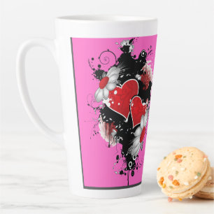 Taza De Café Latte Corazones mixtos Diseño Latte Mug