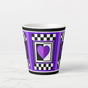 Taza De Café Latte Corazones Morados Late