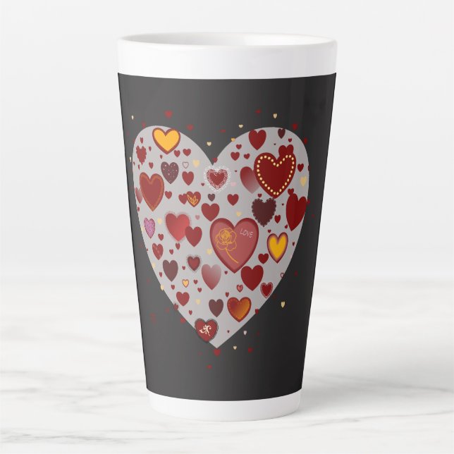 Taza De Café Latte Corazones pequeños (Anverso)