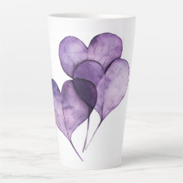Taza De Café Latte *Corazones púrpura acuarela arte digital