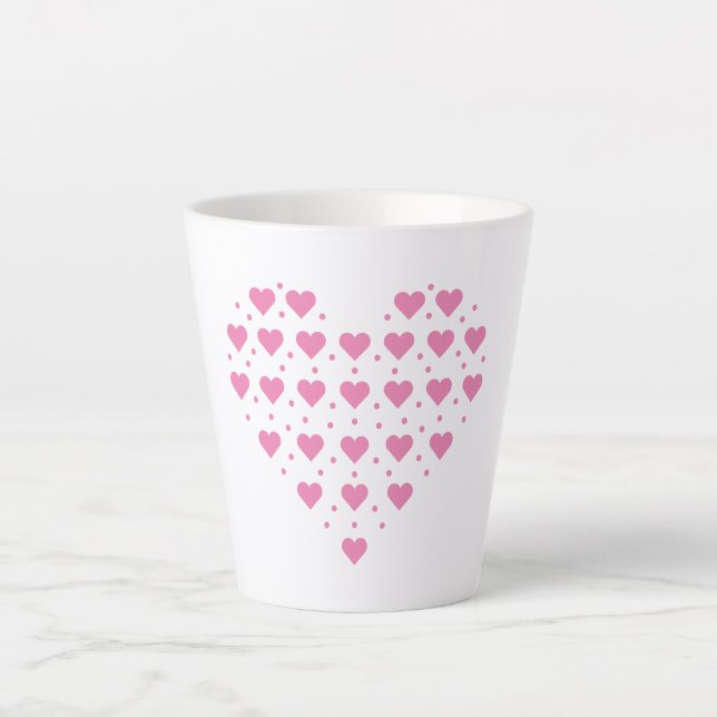 Taza De Café Latte Corazones rosados (Anverso)