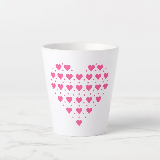 Taza De Café Latte Corazones rosados (Anverso)