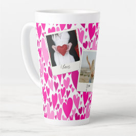 Taza De Café Latte Corazones rosas groovy y románticos foto de San Va