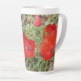 Taza De Café Latte Corfu Red Poppies Latte Mug