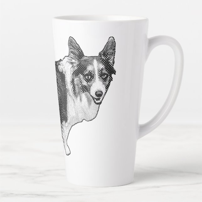 Taza De Café Latte Corgi Prism Holiday Wink (Derecha)