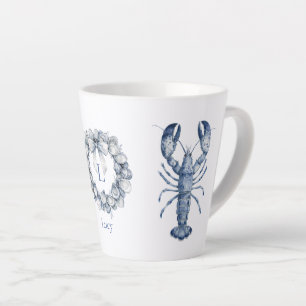 Taza De Café Latte Corona de conchas de langosta y ostras de Nueva In