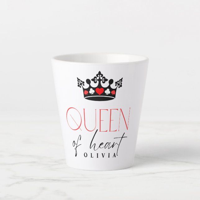 Taza De Café Latte Corona de Reina Personalizada (Anverso)