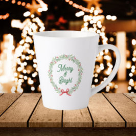 Taza De Café Latte Corona de vacaciones Merry & Bright