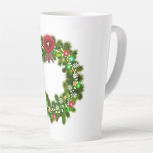 Taza De Café Latte Corona festiva de Navidad decorada