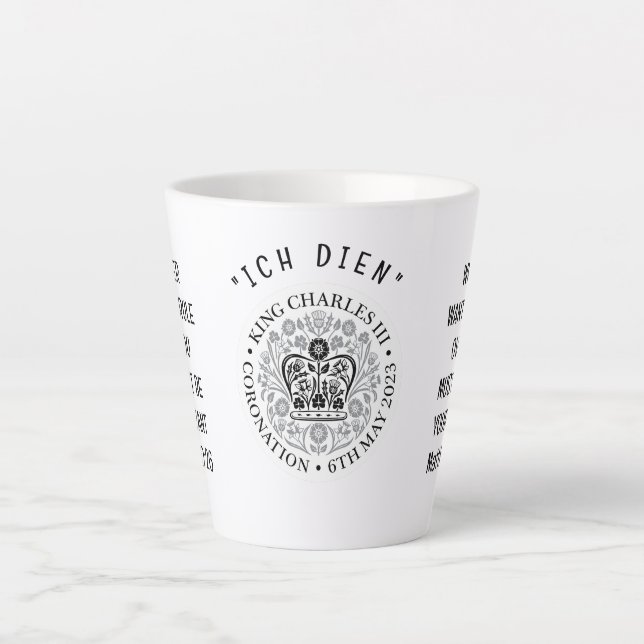 Taza De Café Latte Coronación Monocromática KING CHARLES III (Anverso)