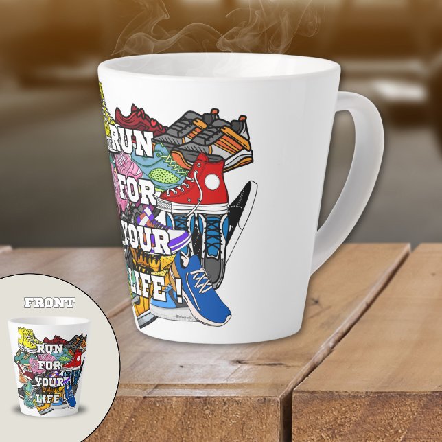 Taza De Café Latte Corredor de arte pop audaz (Subido por el creador)