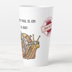 Taza De Café Latte Correo de caracol steampunk feliz