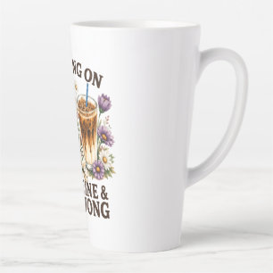 Taza De Café Latte Corriendo con cafeína y Mahjong