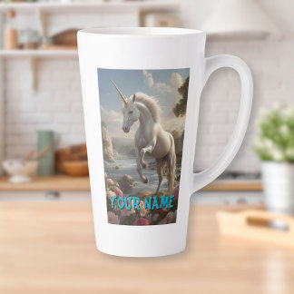 Taza De Café Latte Corriente de flores unifamiliares blancas personal