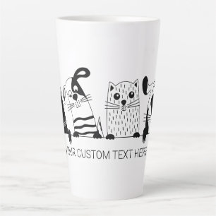Taza De Café Latte Cortar gatos y perros personalizado texto Mugs lat