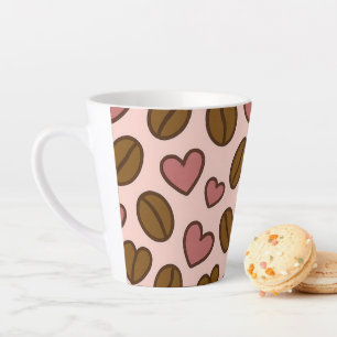 Taza De Café Latte Cortesía de granos de café de corazón patrón girat