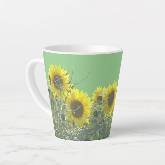 Taza De Café Latte Corteza de girasoles. BC Green Latte Mug (Ángulo izquierdo)