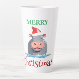 Taza De Café Latte Cosas divertidas de Safari Vestido HIPPO Santa Nav