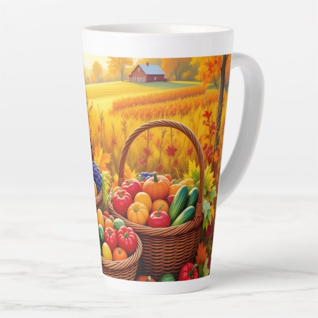 Taza De Café Latte Cosecha naranja de otoño dorada, (Ángulo derecho)