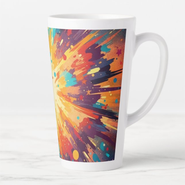 Taza De Café Latte Cosmic Burst Abstract Splatter Art (Derecha)