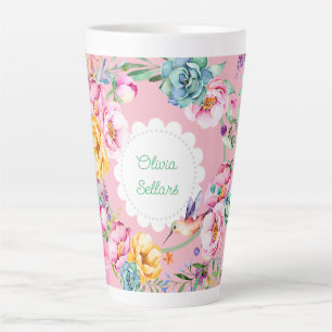 Taza De Café Latte Cotagecore Hummingbird