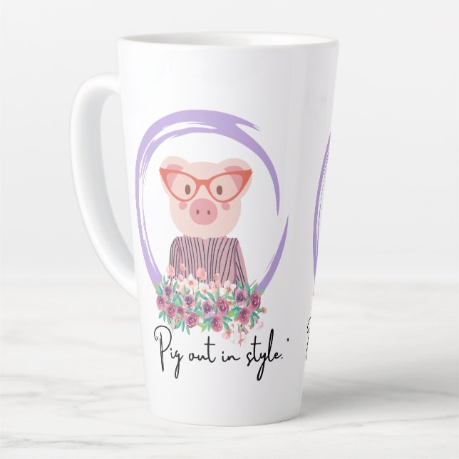 Taza De Café Latte cotización de cerdo - estilo de cerdo (Ángulo izquierdo)