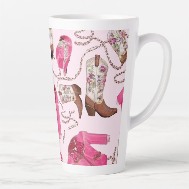 Taza De Café Latte cowgirl pattern style (Derecha)