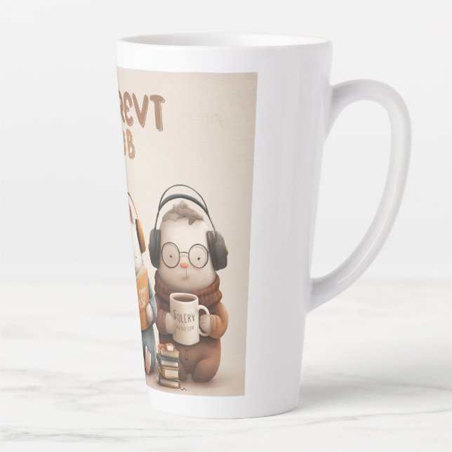 Taza De Café Latte Cozy Animal Friends Reading and Relaxing (Derecha)