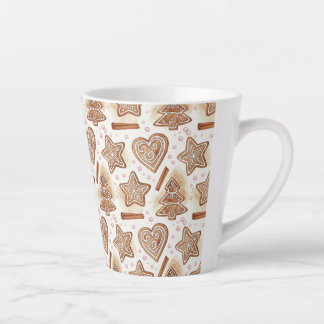 Taza De Café Latte Cozy Gingerbread Cookie Seamless Pattern