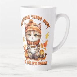 Taza De Café Latte Cozy Kitten in Fall Comfort