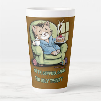 Taza De Café Latte Cozy Kitten with Coffee and Cake – Funny Cat