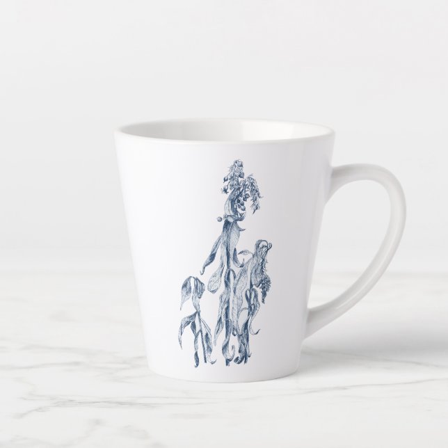 Taza De Café Latte Cozy Winter Botanical Art (Derecha)