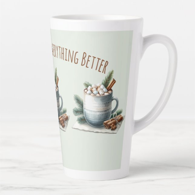 Taza De Café Latte Cozy Winter Cocoa Marshmallow Scene (Derecha)