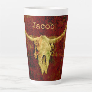 Taza De Café Latte Cráneo de toro País Occidental Marrón Arte Rús