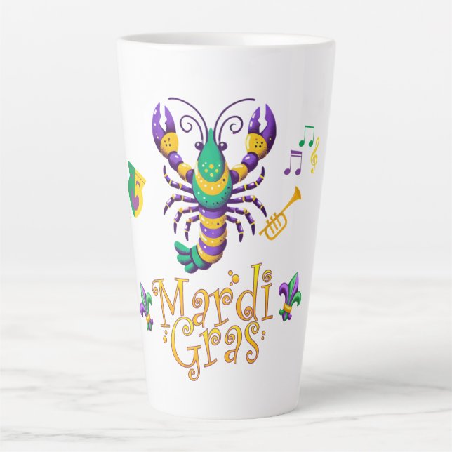 Taza De Café Latte Crayfish Fleur de lis Mardi Gras (Anverso)