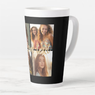 Taza De Café Latte Crea tu propio collage de 4 fotos - Nombre del scr