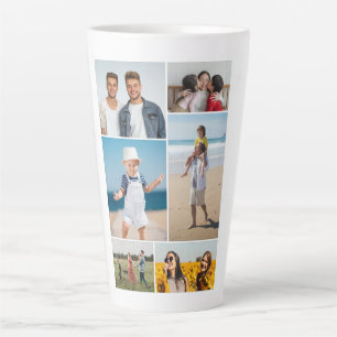 Taza De Café Latte Crea tu propio collage de 6 fotos