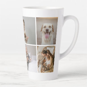Taza De Café Latte Crea tus 5 fotos personalizadas hechas a medida