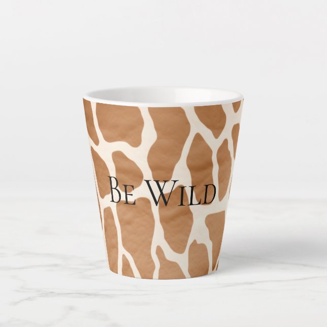 Taza De Café Latte Cream Brown Safari Girafa Animal Print (Anverso)