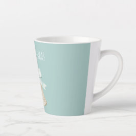 Taza De Café Latte Cream Christmas Bell Pretty Blue Bow