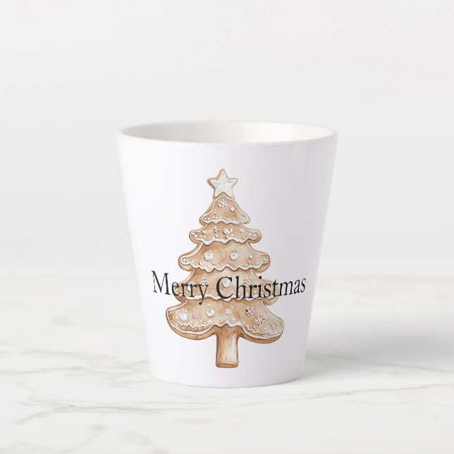 Taza De Café Latte Cream Gingerbread Christmas Tree (Anverso)