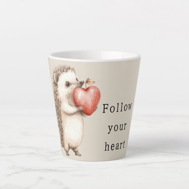 Taza De Café Latte Cream Hedgehog Apple Heart (Anverso)