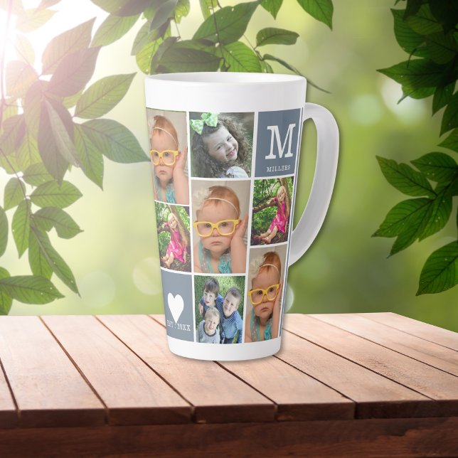 Taza De Café Latte Crear su propio monograma de familia de 12 Collage (Subido por el creador)