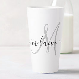 Taza De Café Latte Crear Su Propio Monograma Personalizado Y Script D