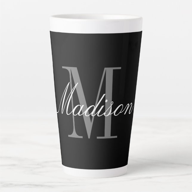 Taza De Café Latte Crear su propio nombre inicial monograma (Anverso)