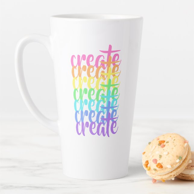 Taza De Café Latte "Create" Rainbow Latte Mug (In situ)
